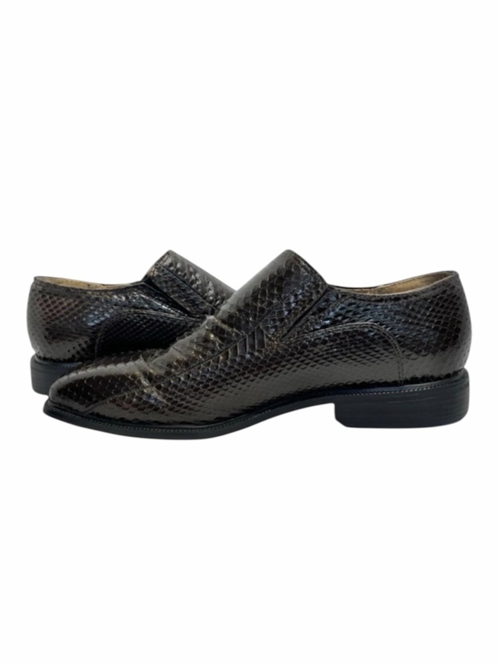 Vintage 2000s Giorgio Brutini Brown Snakeskin Dress Loafers Men's Size 8W